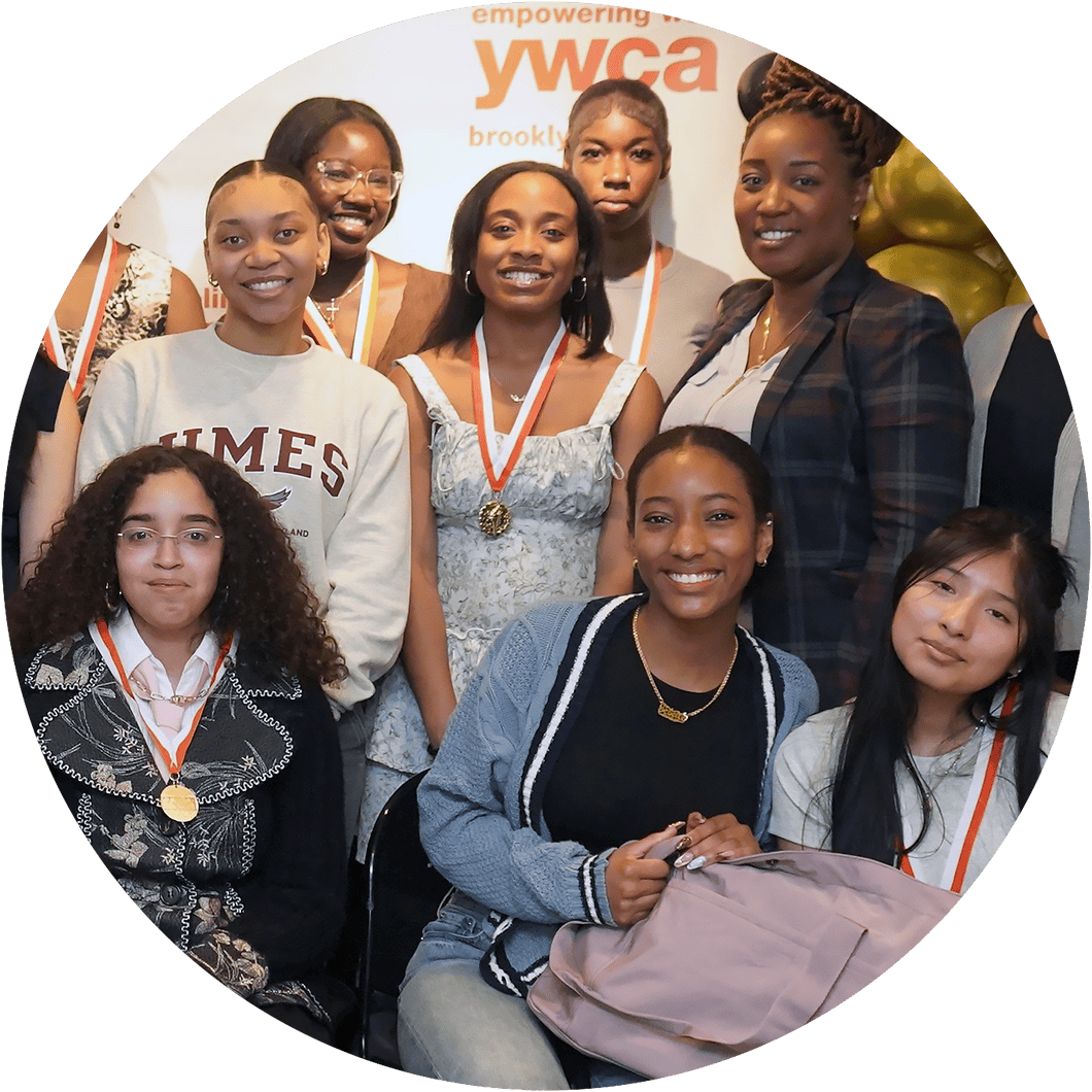 Smiling students and staff